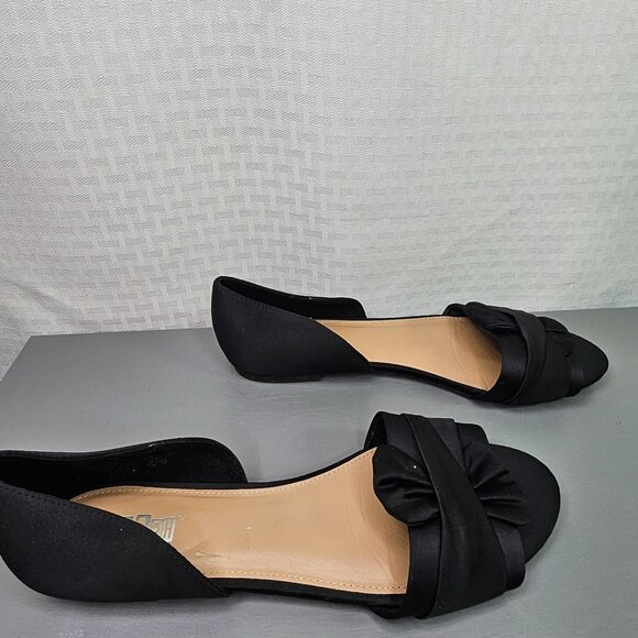 Brash Women's Black Bow Front Peep Toe Flats Size 9.5 - Picture 3 of 9
